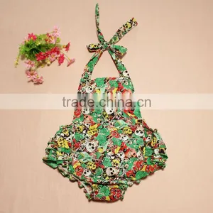 Baby Girl Halter Ruffled Romper Jumpsuit Panda Floral One-piece Outfits thumbnail-2