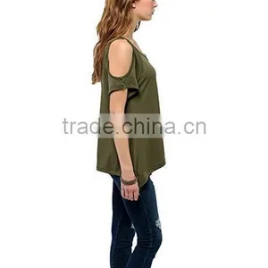 Hot Selling Womens Shoulder Off Wide Hem Design Top Shirts thumbnail-2