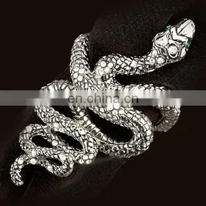 Platinum Snake Napkin Rings, White & Green Crystals, Set of 4 thumbnail-3