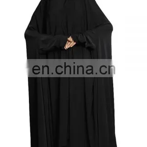 2017 Women's Plain Black Color Arabic Style Chaderi Burkha (Stretchable) thumbnail-5