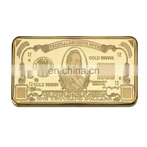 WR One Thousand Pure Gold Bar Home Decorative American Banknote Gold Art Crafts 24k Gold Bar Ornament Wholesale Price thumbnail-3