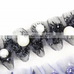 Popular Elastic Beaded Pearl Lurex Trim in 3cm thumbnail-4