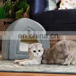2020 Multi-purpose Foldable Nonskid Cotton Large Slumber Cat Tent Cave Bed thumbnail-3