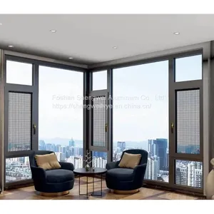 Aluminum Alloy Frame Casement Window Double Glass With Mosquito Netting Windows Modern Soundproof Aluminum Window thumbnail-1
