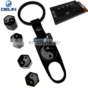 Motorbike Logo Valve Stem Caps Black Tire Valve Stem Air Caps Cover and Keychain Spanner thumbnail-1