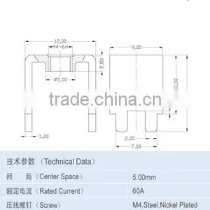 60A Terminal 5.00*10.80mmPCB Terminal Accressories Brass Terminal thumbnail-2