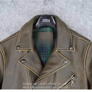 HOT SALE WASHED MEN'S GENUINE COWHIDE LEATHER JACKET 2021AW NEW FASHION thumbnail-3