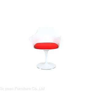 Retro Fiberglass Tulip Chairs White Tulip Table and Chairs Tulip Swivel Dining Chairs Plus Cashmere Cushion thumbnail-1