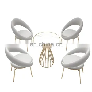 Hot Sell Simple Contemporary Household Restaurant Blue Velvet Dining Chair Furniture thumbnail-1