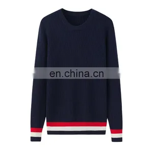 Latest Casual Design Solid Pattern 100% Pure Cashmere Crew Neck Rib Knitting Pullover Winter Sweater for Girls thumbnail-1