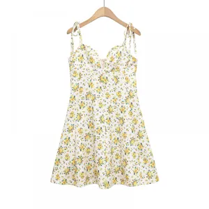2025 Summer New Design Fashionable Flower Printed Strap Dress thumbnail-1