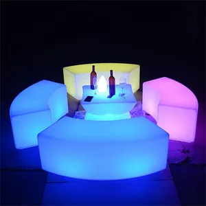 Glow Events Party Wedding Nightclub Led Straight Bench High Cocktail Bar Tables and Chairs Set thumbnail-4
