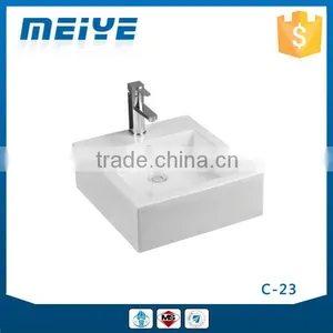 C23 Modern Bathroom Design, Quality Square Art Basin, Bathroom Mounting Above Cabinet White Ceramic Washbasin Bowl thumbnail-1