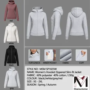 Women's Hooded Zippered Slim-fit Jacket thumbnail-1