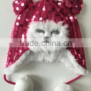 Customer Winter Funny Animal Fur Hat With Cute Face and Lovely Poms thumbnail-1