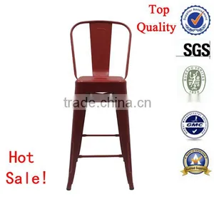 Popular High Back Classic Used Commercial Metal Bar Stool High Chairs thumbnail-1