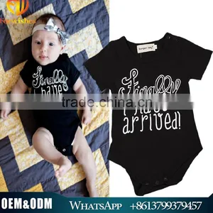 INS Hot Fashion Design Plain Cotton Baby Bodysuit Black Short Sleeve Kids Romper Suit Baby Rompers thumbnail-1