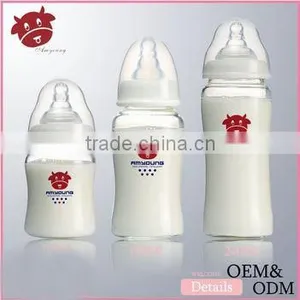Lead Free 150ml 180ml 240ml Wide Neck Borosilicate Glass Milk Baby Bottle thumbnail-1