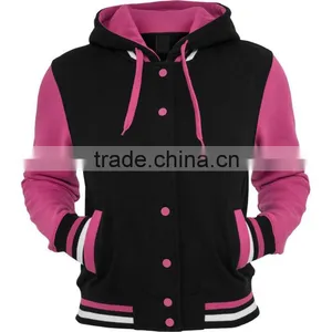 Hooded Varsity Jacket, Wool Body Leather Sleeves thumbnail-1