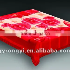 100% Polyester Printed &carved Raschel Interweave Blanket thumbnail-1
