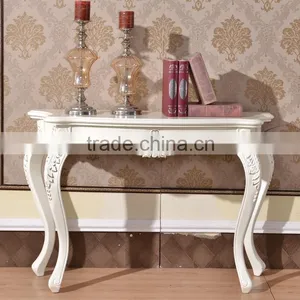 Italy Design Luxury Dining Room Silver Painted Carving Classic Console Table thumbnail-1