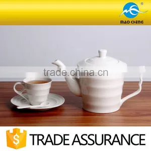 Fashionable Domestic White Ceramic Teapot With Stripe thumbnail-3