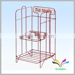 Powdercoated Red Fashionable Cheap Used Metal Magazine Display Racks thumbnail-1