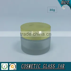 30ML Frosted Glass Cream Jar With Wooden Plastic Caps thumbnail-3