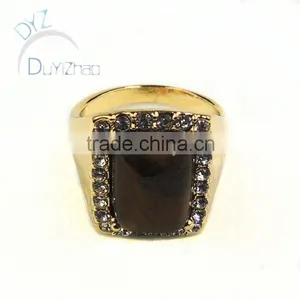 Mens Gold Ring With Tiger Eyes thumbnail-1