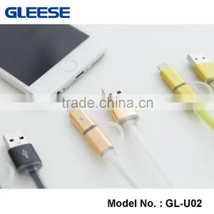 Gleese High Quality Data Charger 2 in 1 TPE Copper Core Micro USB Cable for IPhone and Android thumbnail-2