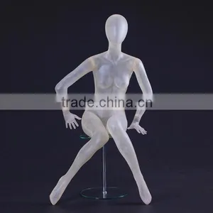 Abstract Plastic Female Mannequin, Transparent Sitting Mannequin thumbnail-1