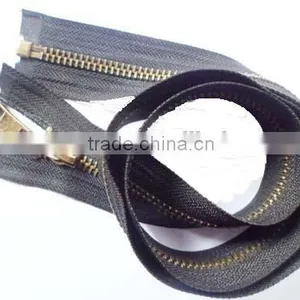 5# Aluminum Zipper Bronze Teeth Zipper Open End With Customer's Slider Puller Cloth Zipper thumbnail-1