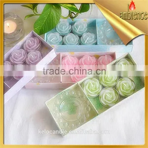 5pcs Glass Holder Flower Shaped Candle Scented Tealight Craft Candle Gift for Friends thumbnail-1