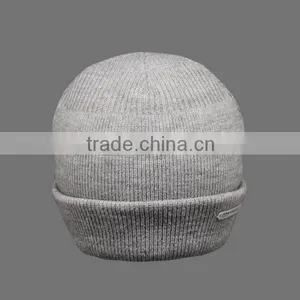 CUSTOM GREY WOOL WINTER HATS WITH EMBOSS PATCH thumbnail-1