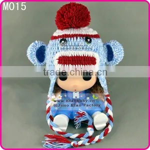 Knitting Children's Winter Hats Knitted Monkey Crochet Hats for Babies thumbnail-2