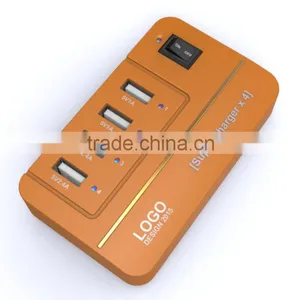 20W 5V4A 4 Ports High Speed Desktop USB Wall Charger USB Travel Charger With Power IQ Technology(Yellow) thumbnail-6