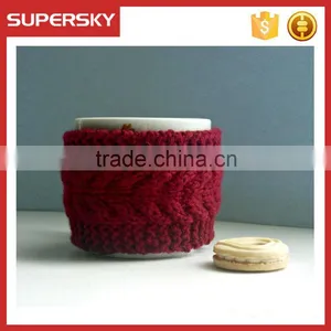 V-67 Warming Crochet Knitted Cosy Sleeve Cup Mug Sweater thumbnail-3