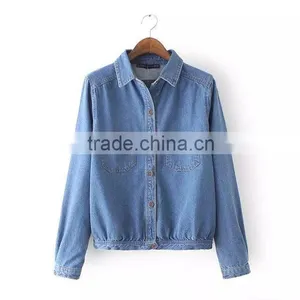 Cheap China Wholesale Clothing Two Pockets Front Denim Jacket thumbnail-1