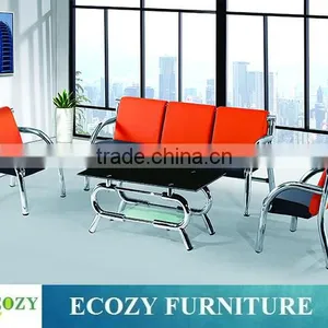 Contemporary Commercial Sofas, Stainless Steel Leather Sofa, Stainless Steel Frame Waiting Sofa thumbnail-1