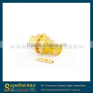Sma Cable Assembly Sma Bulkhead Female Connector RP-SMA Solder Jack(male Pin) Bulkhead Connector for .141" Cable thumbnail-1