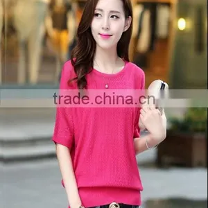 Fashion Women Knitted T-shirt With Breathable thumbnail-1
