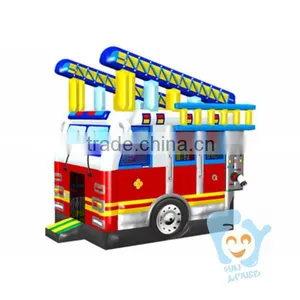 Cheap New Giant 0.55mm Pvc Tarpaulin Fire Truck Inflatable Bounce House thumbnail-1