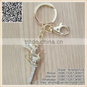 Best Quality Best Crystal Gold Gun Shaped Pendant Keychain thumbnail-2