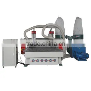 Wood CNC Carving Machine With 2 GC Air Cooling Spindles/Dust Collector/DSP/Vacuum Table ZK-1325-2 thumbnail-1
