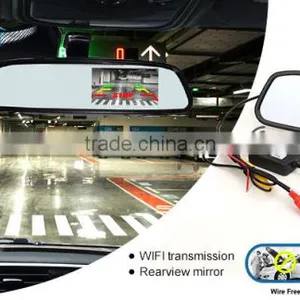 3G Wiring Free Wifi Wireless No Interference WIFI 5.0 Inch Smart 1080P GPS Android 4.4 3G Rearview Mirror Bluetooth Car DVR thumbnail-4