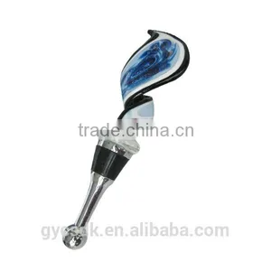 Multi-color Murano Glass Spiral Lampworking Glass Wine Stopper thumbnail-1