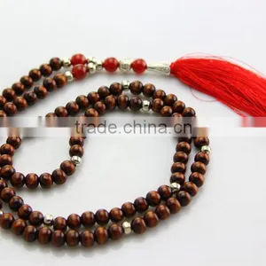 Good Luck Long Wooden Beads Necklace With Long Tassel Rosary Necklace thumbnail-5