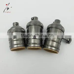 Antique Brass Finish Solid Lamp Holder E26 E27 Light Base Socket With or Without Switch thumbnail-1