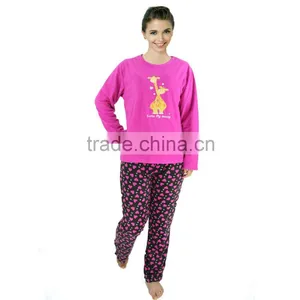 Kevince Women Polar Fleece Pyjamas Set Fusia Deer 1000pcs up OEM Factory Directly thumbnail-1