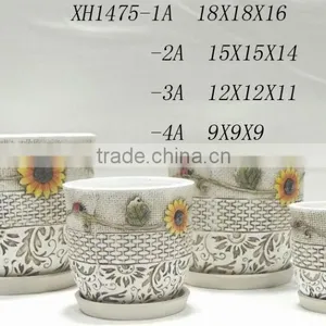 Ceramic Spring Flower Pot Set 4 thumbnail-1